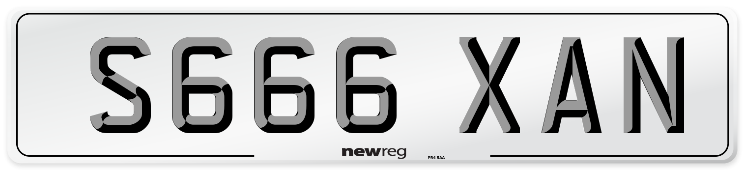 S666 XAN Number Plate from New Reg